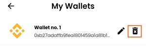 Delete a wallet in the Peachfolio app.