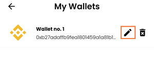 Edit a wallet in the Peachfolio app.